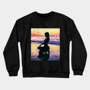 Woman Birds And The Ocean Crewneck Sweatshirt